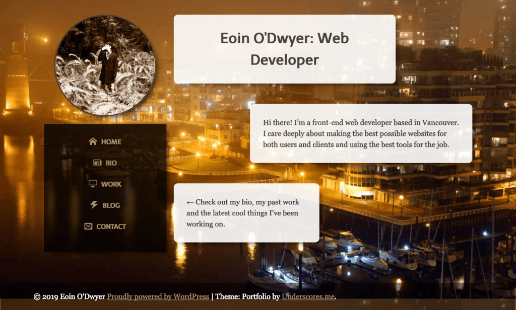 Screenshot of the homepage of eoinodwyer.com